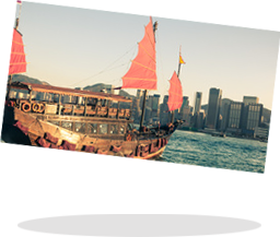 香港　港と船の写真