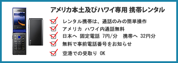 GAC　アメリカ本土及びハワイ専用携帯レンタル　チェックリスト　ブラックのガラケー